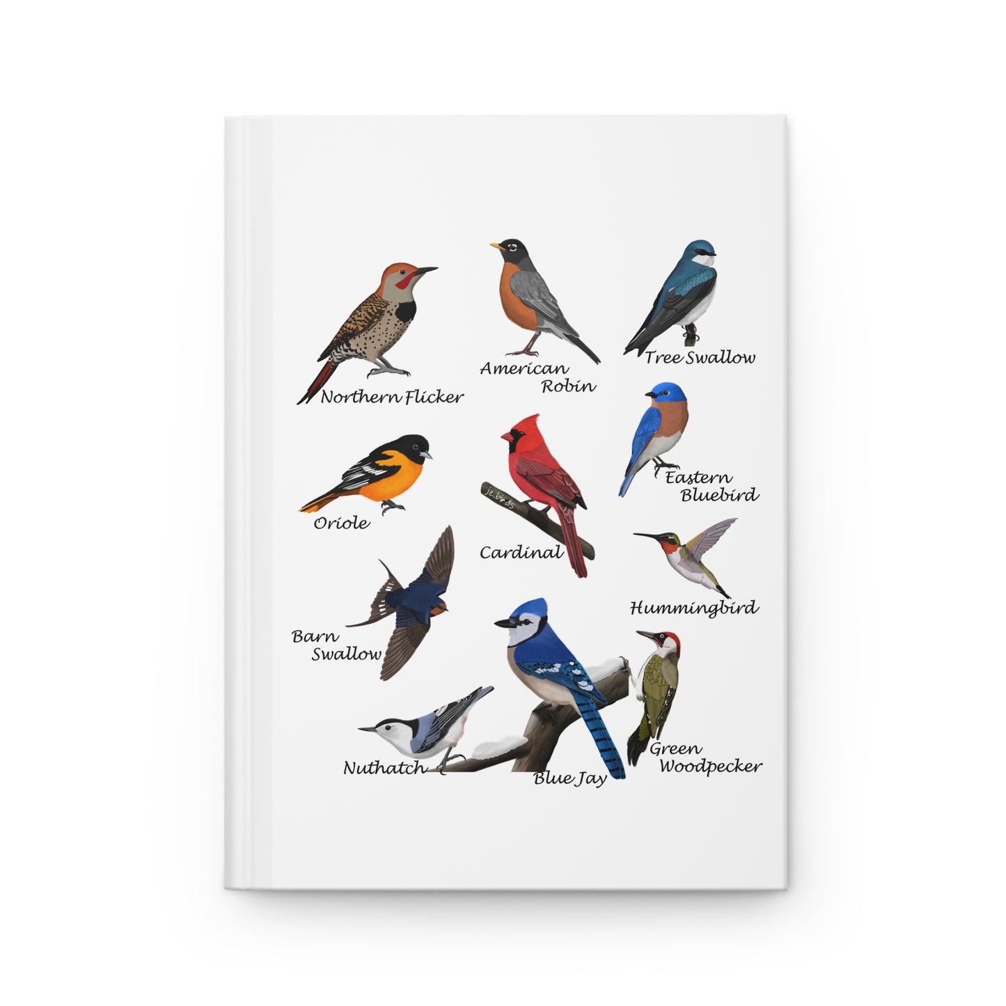 Garden Birds Blue Jay Cardinal Robin Bluebird Bird Hardcover Journal 5.75"x8"