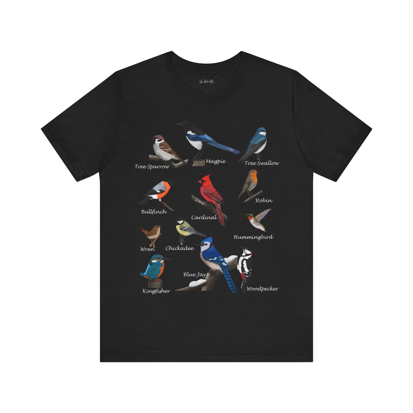 Garden Birds Blue Jay Cardinal Robin Chickadee Birding & Birdwatching Bird T-Shirt