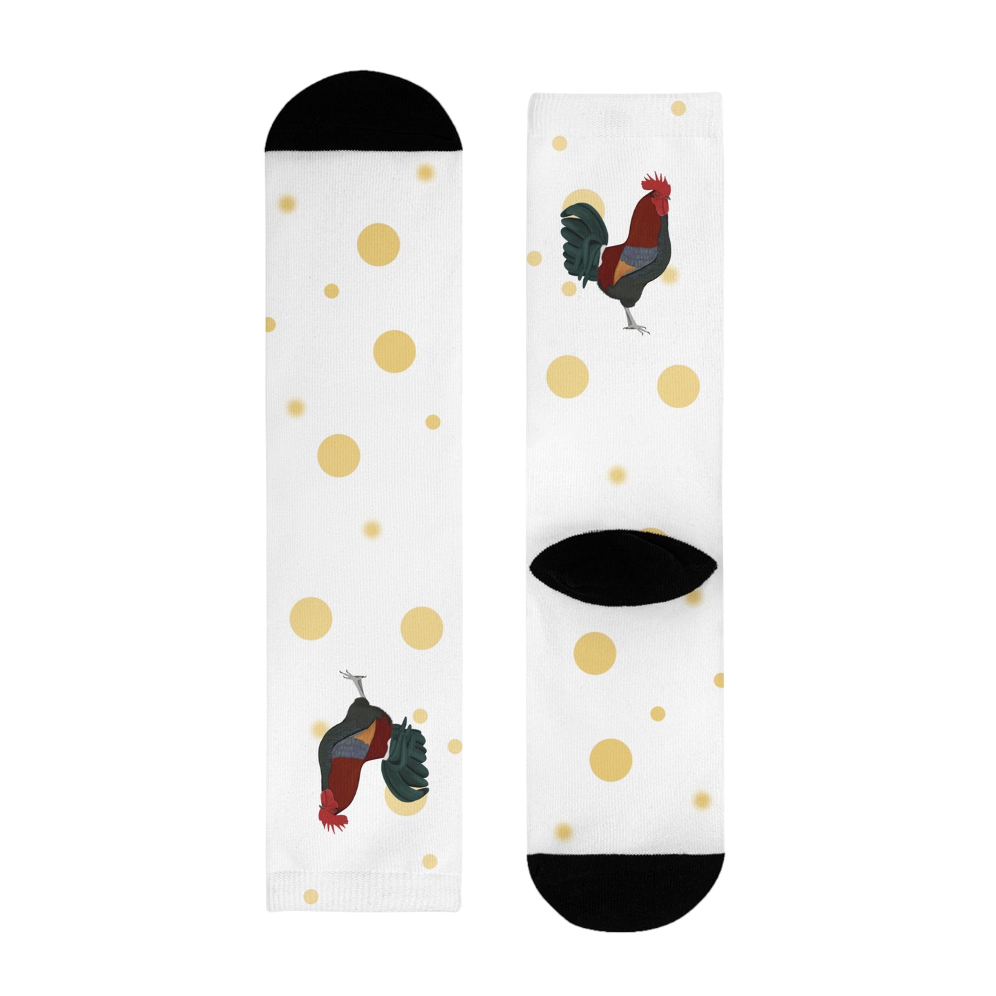 Hahn Vogel Socken mit Goldenen Punkten für Vogelfreunde & Vogelbeobachter Weiß