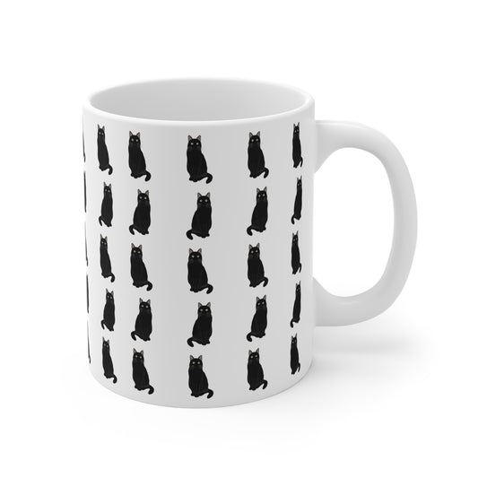 Little Black Cats Cat Lover Ceramic Mug White