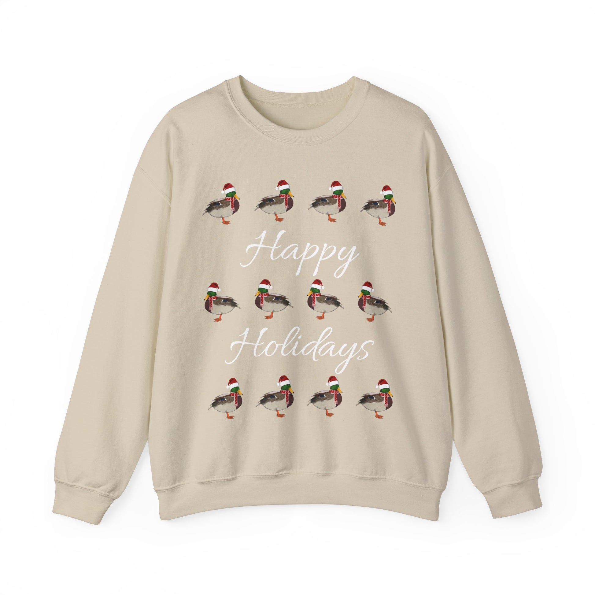 Mallard as Santa with Hat and Scarf Happy Holidays Birdwatcher Christmas Bird Sweatshirt