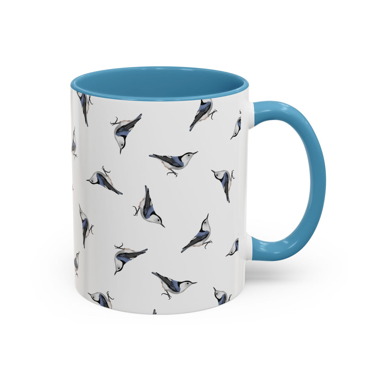 Nuthatch All-Over Pattern Accent Mug | Colorful Bird Lover Gift for Birdwatchers