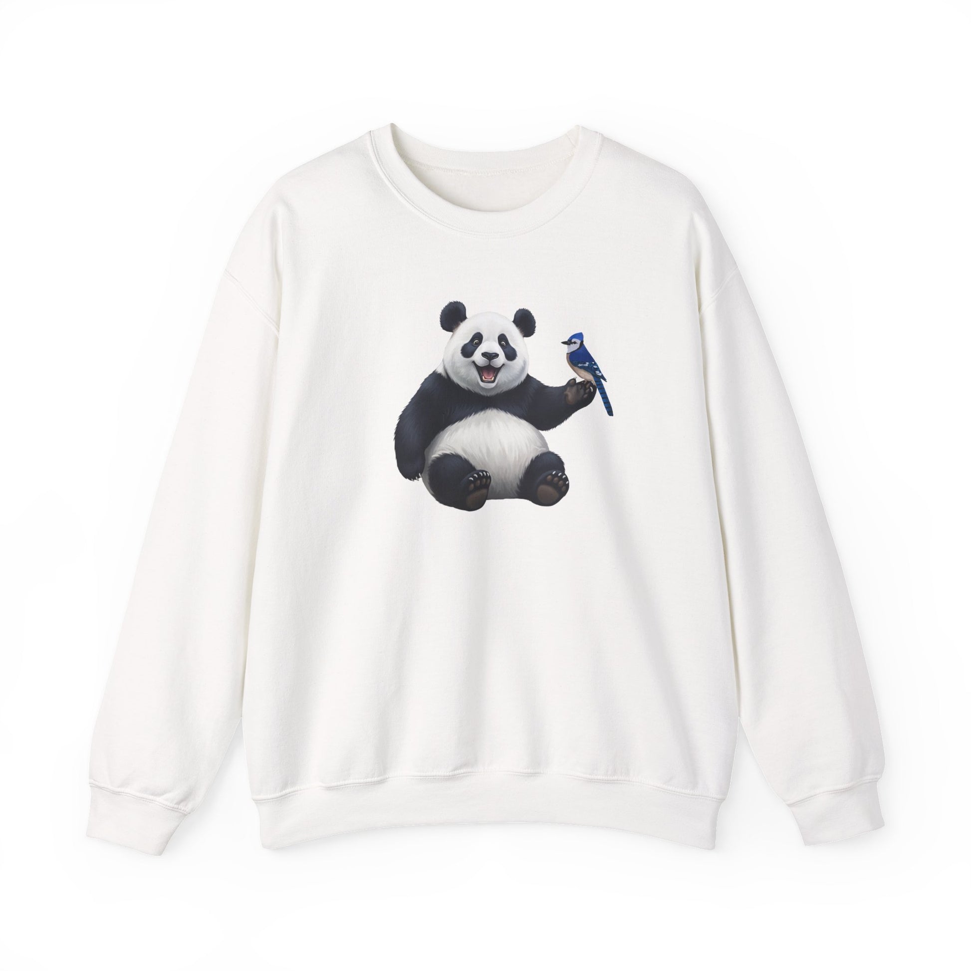 Panda Bear with a Blue Jay Sweatshirt Bird & Animal Lover