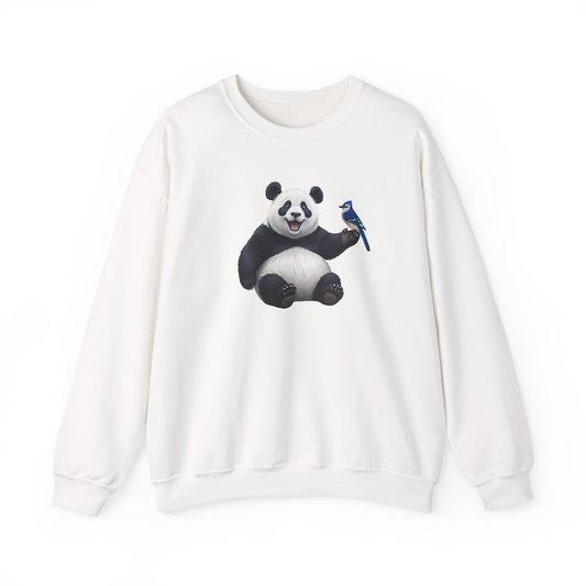 Panda Bear with a Blue Jay Sweatshirt Bird & Animal Lover