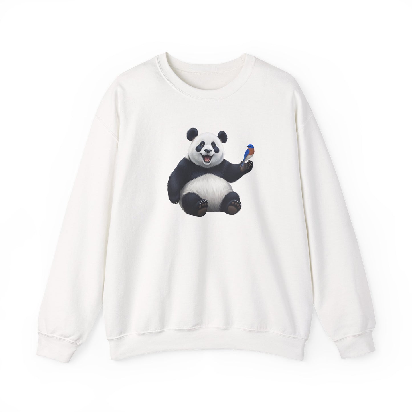 Panda Bear with a Bluebird Sweatshirt Bird & Animal Lover