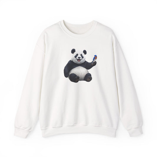 Panda Bear with a Bluebird Sweatshirt Bird & Animal Lover