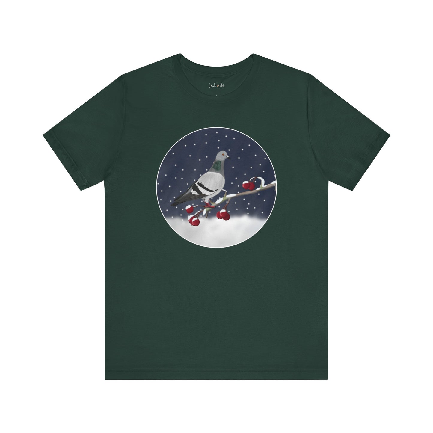 Pigeon on a Winter Branch Birdwatcher Christmas Bird T-Shirt
