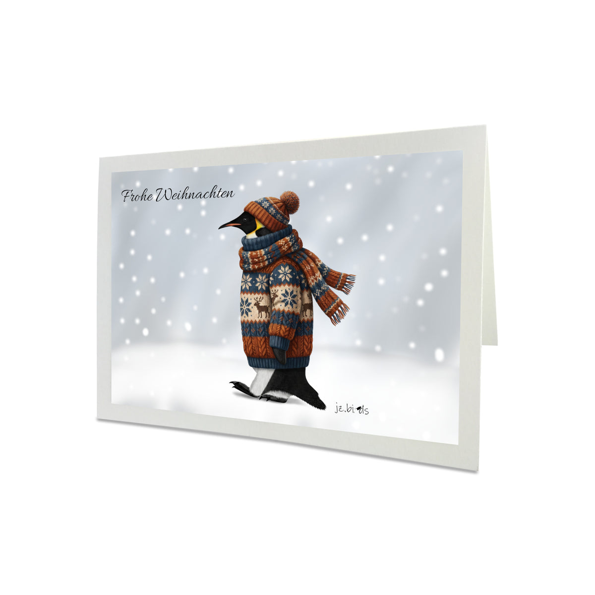 Pinguin mit Strickpullover Weihnachtskarte Frohe Weihnachten Inklusive Umschlag