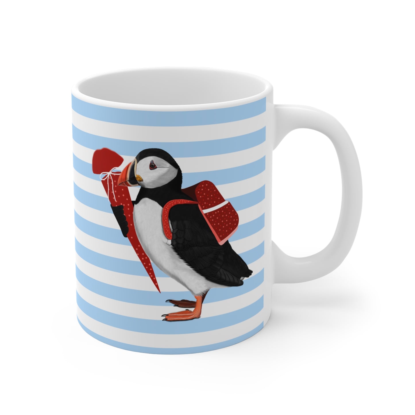 Puffin School Enrollment First Day of School Bird Ceramic Mug 11oz Blue