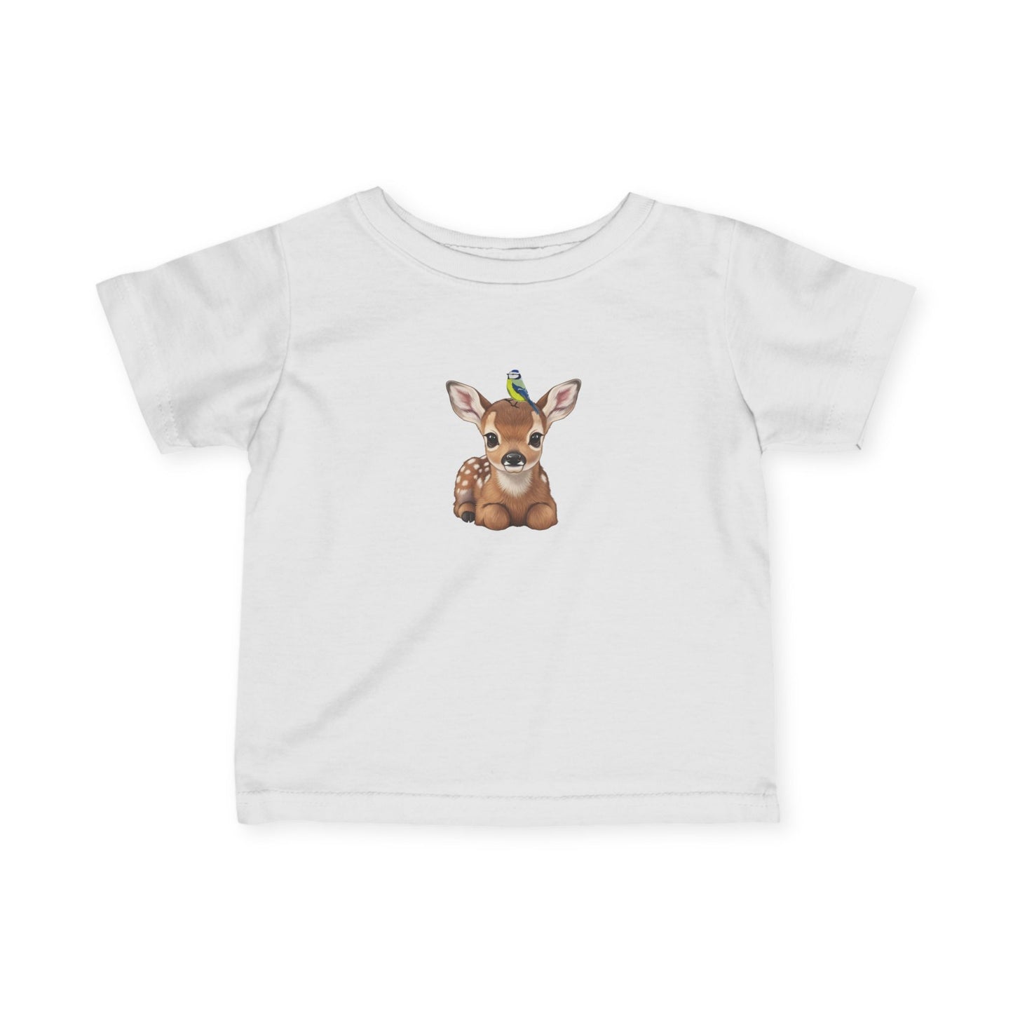 Rehkitz mit Blaumeise Baby T-Shirt Süßes Tiermotiv