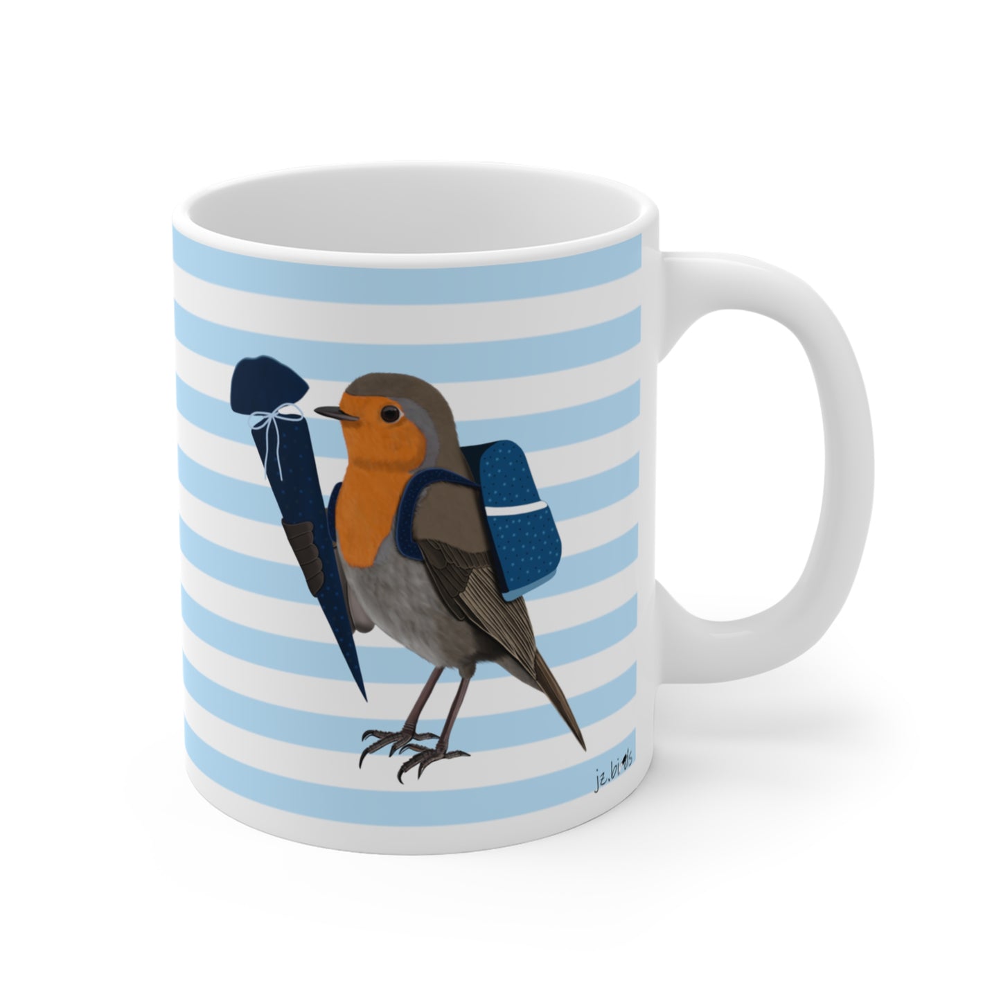 Robin School Enrollment First Day of School Bird Ceramic Mug 11oz Blue
