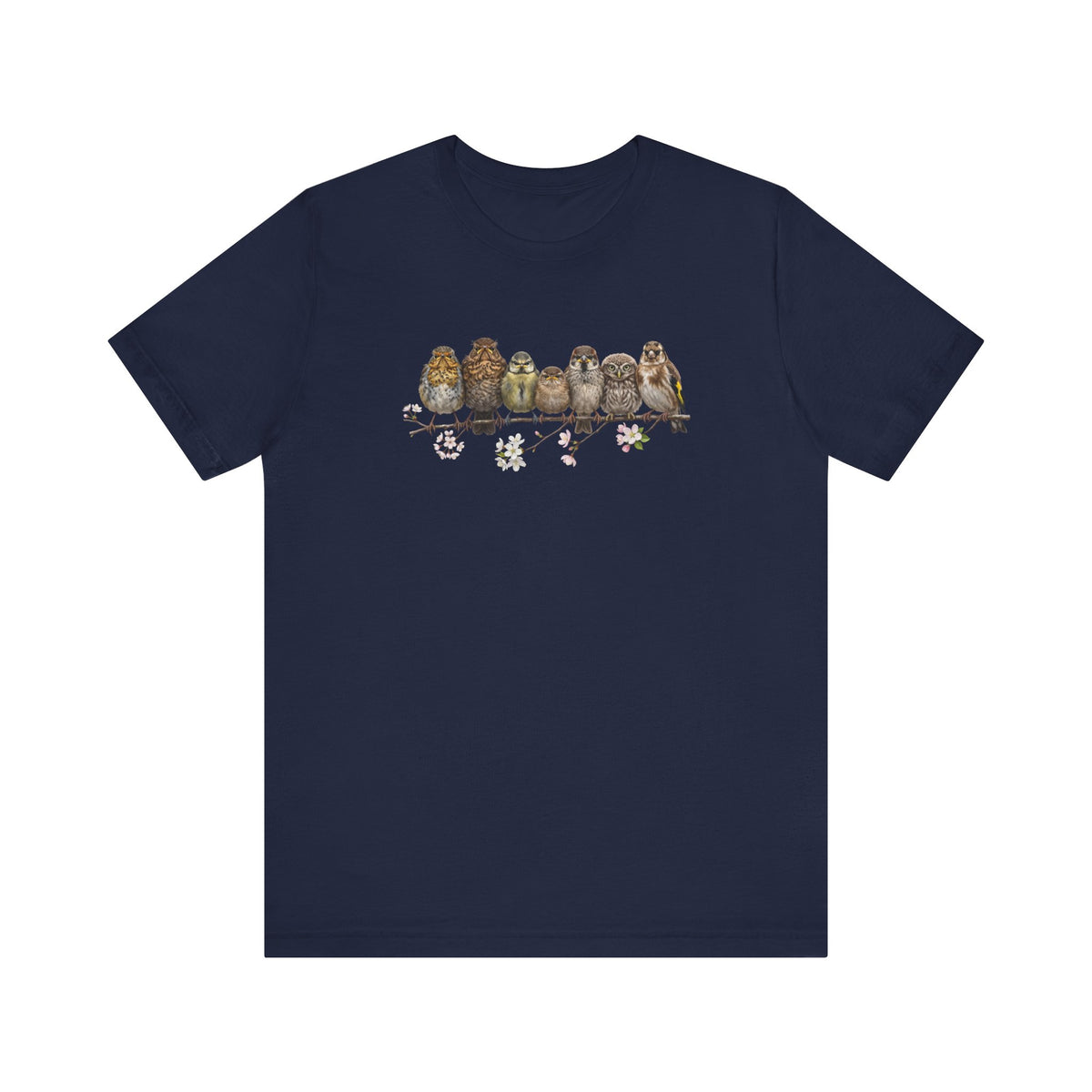 Rotkehlchen Amsel Blaumeise Jungvogel Premium T-Shirt | Frühlingsblüten Vogelmotiv für Vogelbeobachter
