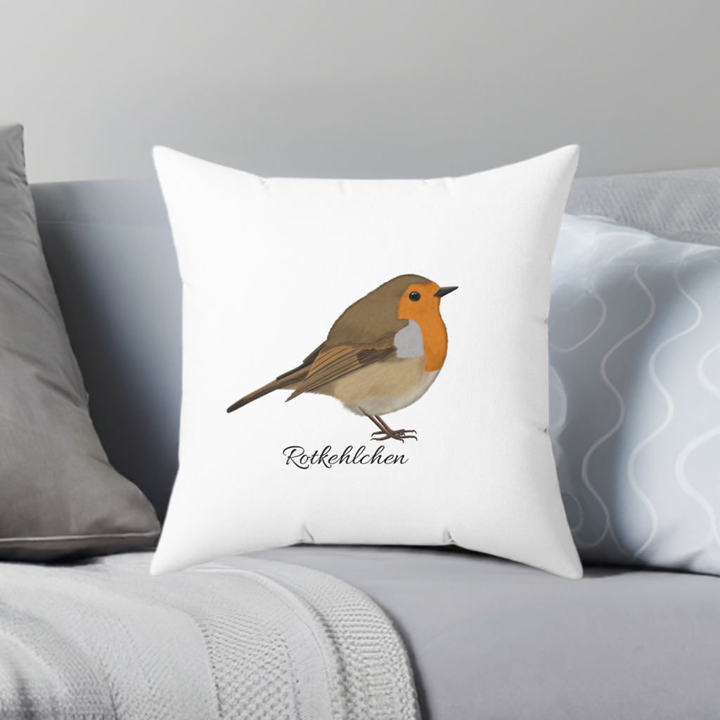 Rotkehlchen Vogelfreund Vogelbeobachter Vogel Kissen Weiß