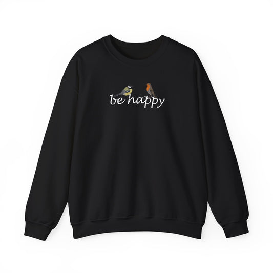 Rotkehlchen und Kohlmeise Be Happy Vogel Sweatshirt für Vogelbeobachter