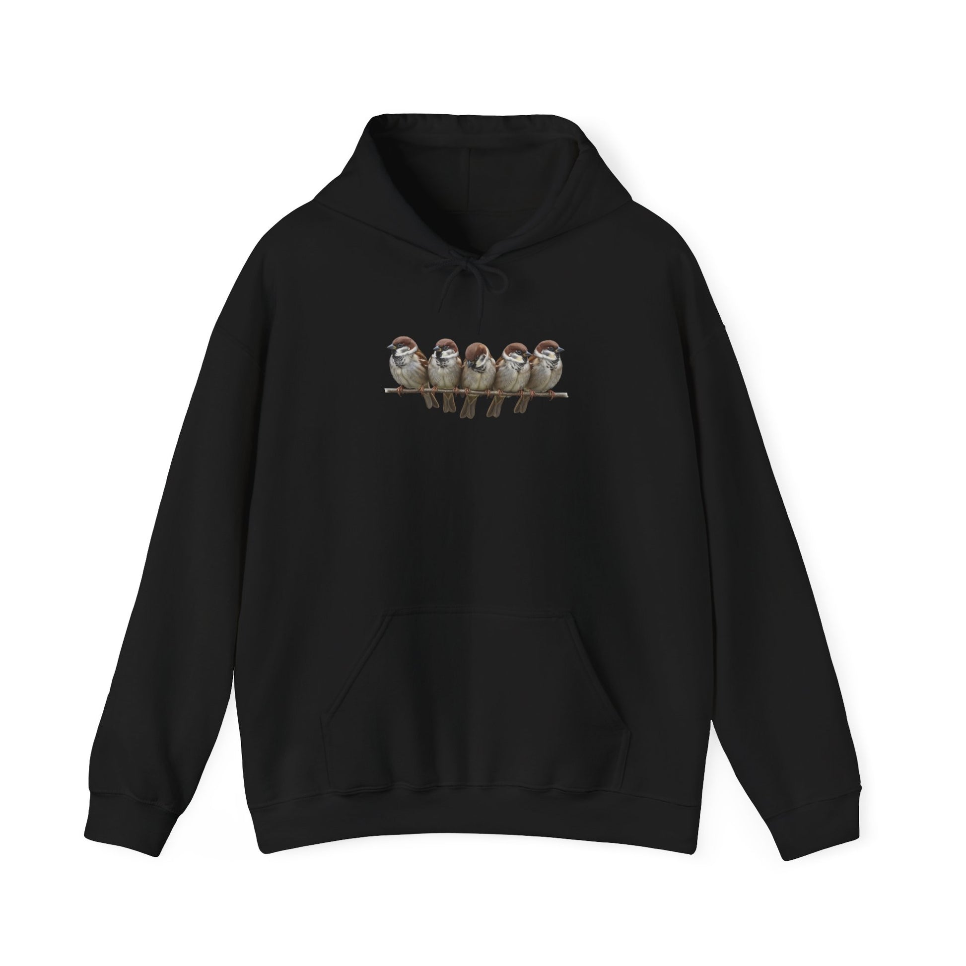 Spatzen auf einem Ast Vogel Hoodie - Kapuzenpullover für Vogelbeobachter & Naturliebhaber mit Vogelmotiv