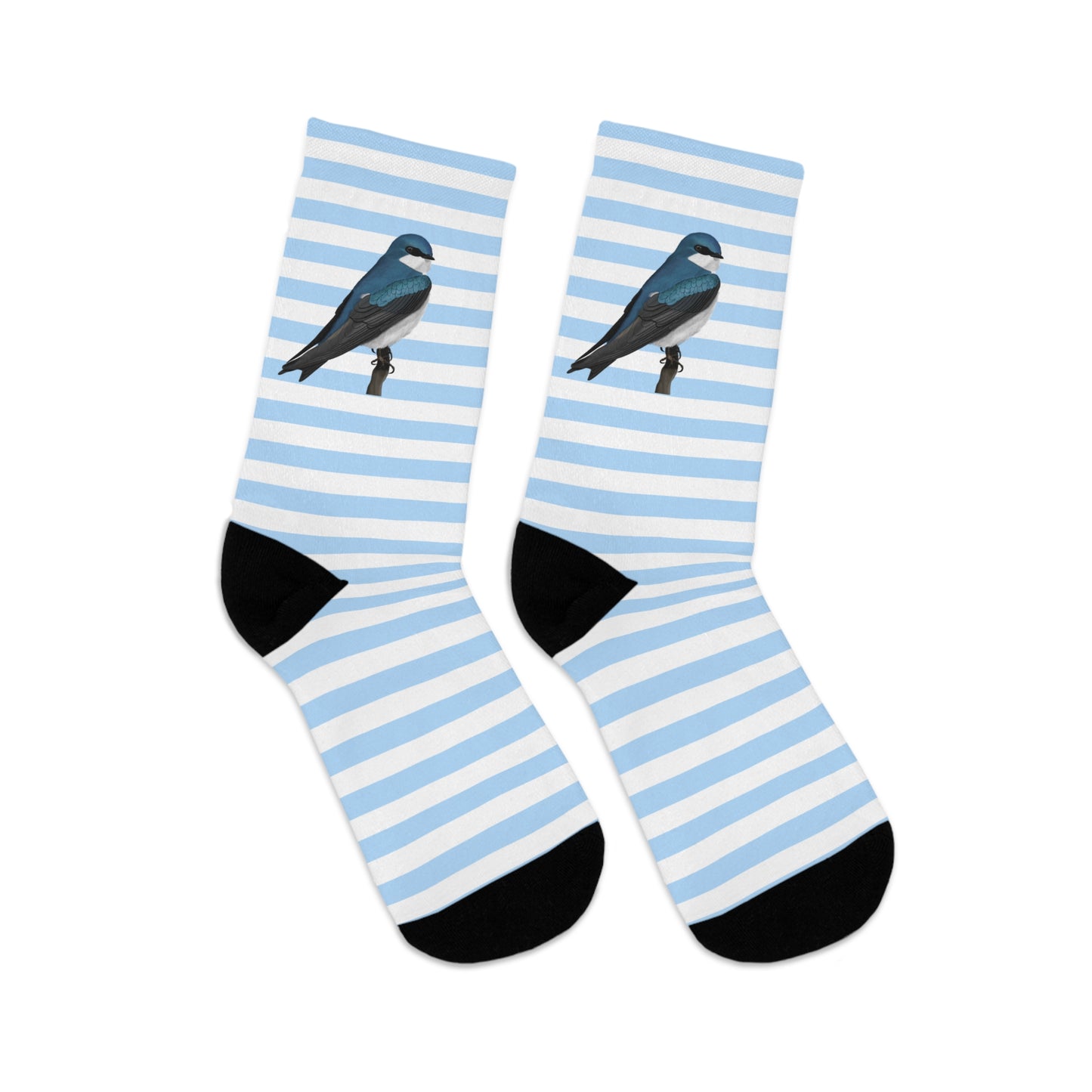 Tree Swallow Stripes Blue White Birding & Birdwatching Bird Socks