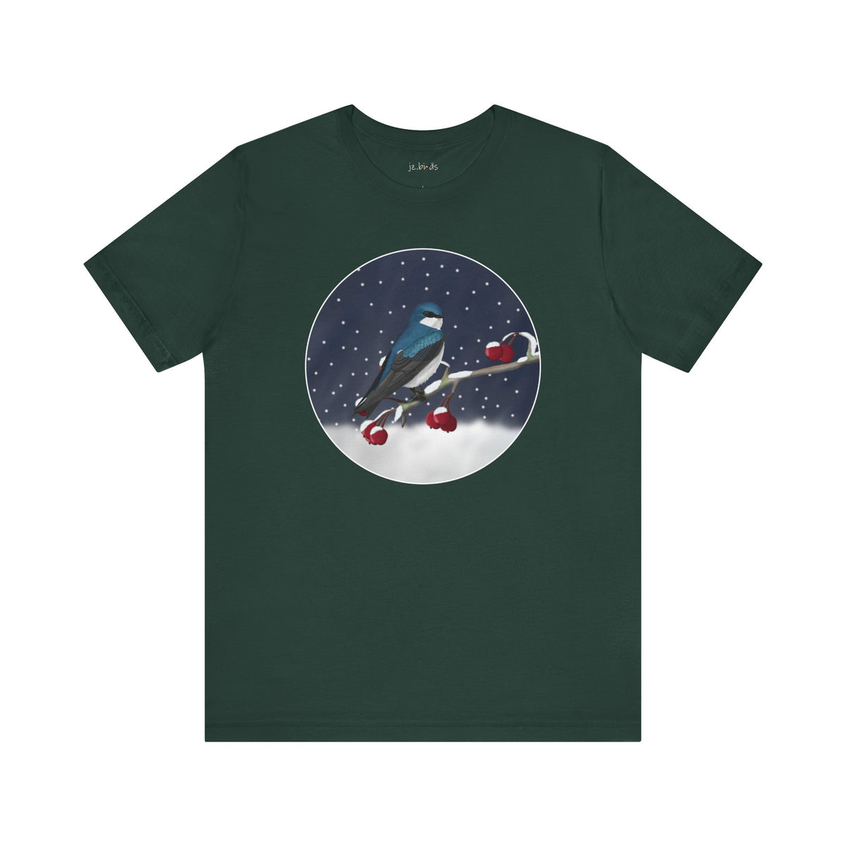 Tree Swallow on a Winter Branch Birdwatcher Christmas Bird T-Shirt