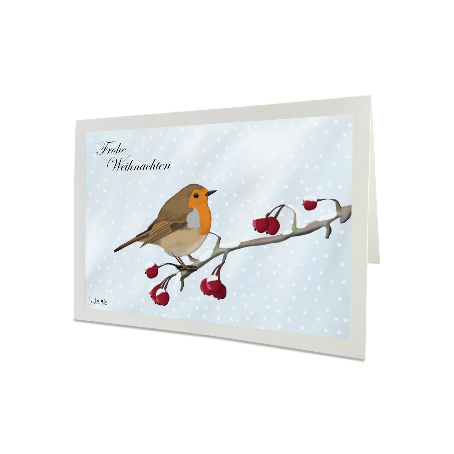 Weihnachtskarte Rotkehlchen im Schnee Frohe Weihnachten Vogel Zeichnung Inklusive Umschlag