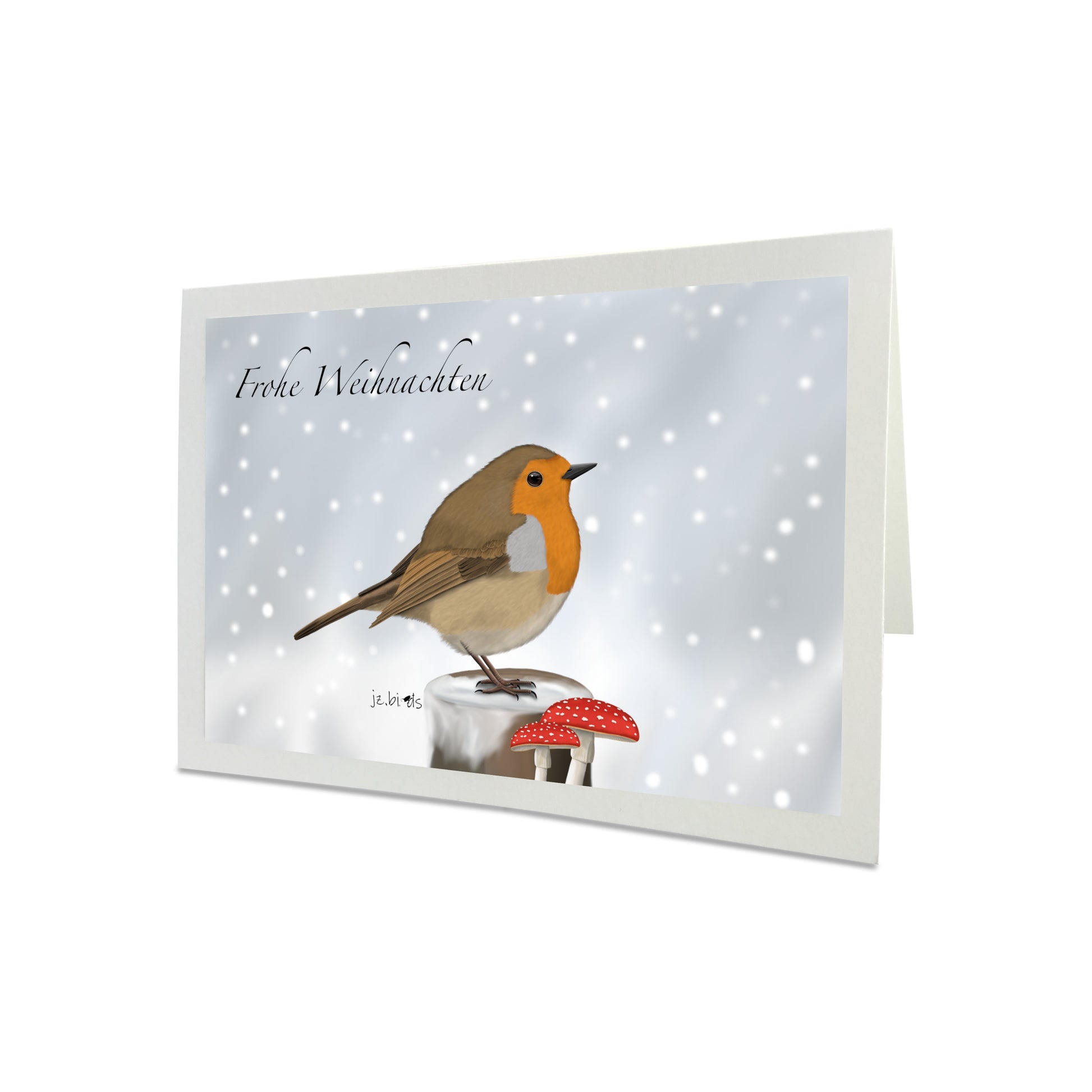 Weihnachtskarte Rotkehlchen im Schnee Vogel Zeichnung Frohe Weihnachten Inklusive Umschlag