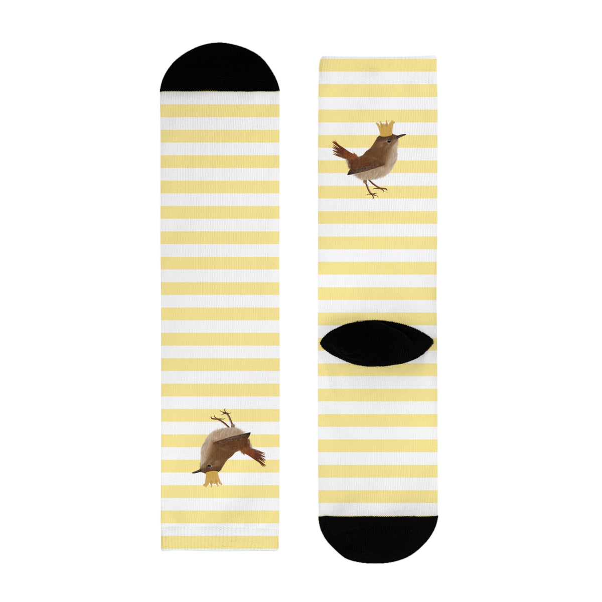 Zaunkönig mit Krone Vogel Socken mit Gold Weißen Streifen für Vogelfreunde & Vogelbeobachter
