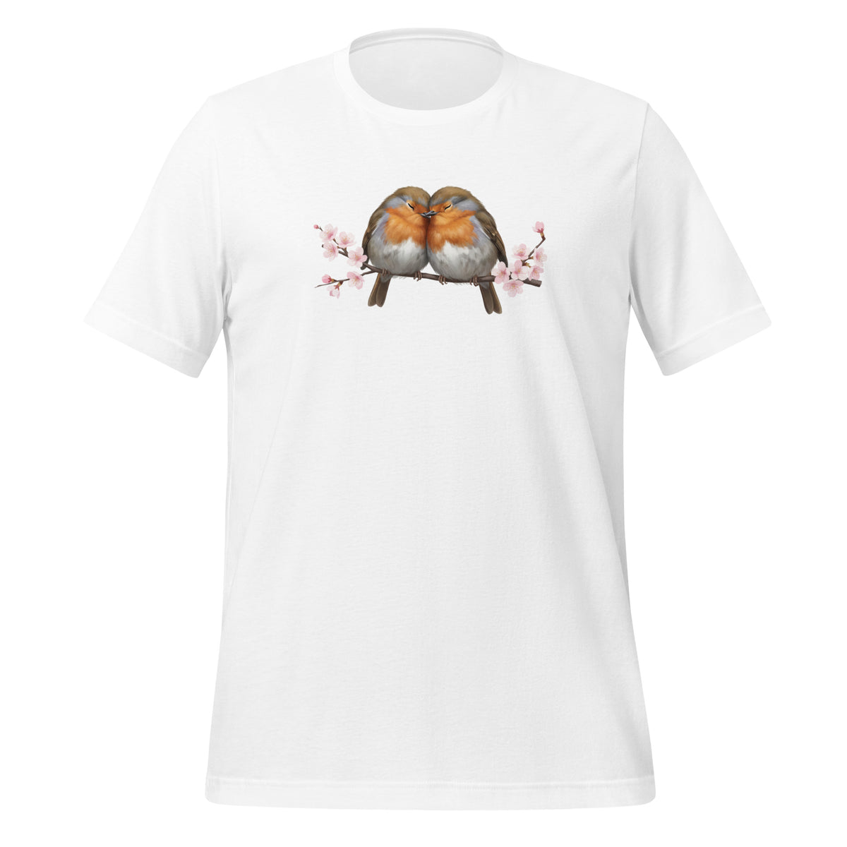 ヨーロッパコマドリと桜の Tシャツ - 野鳥 バードウォッチング 愛鳥家 - ドイツデザイン