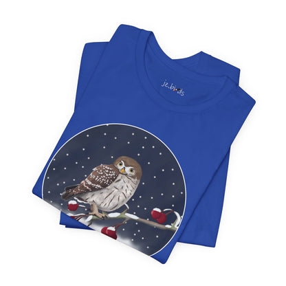 Owl on a Winter Branch Birdwatcher Christmas Bird T-Shirt