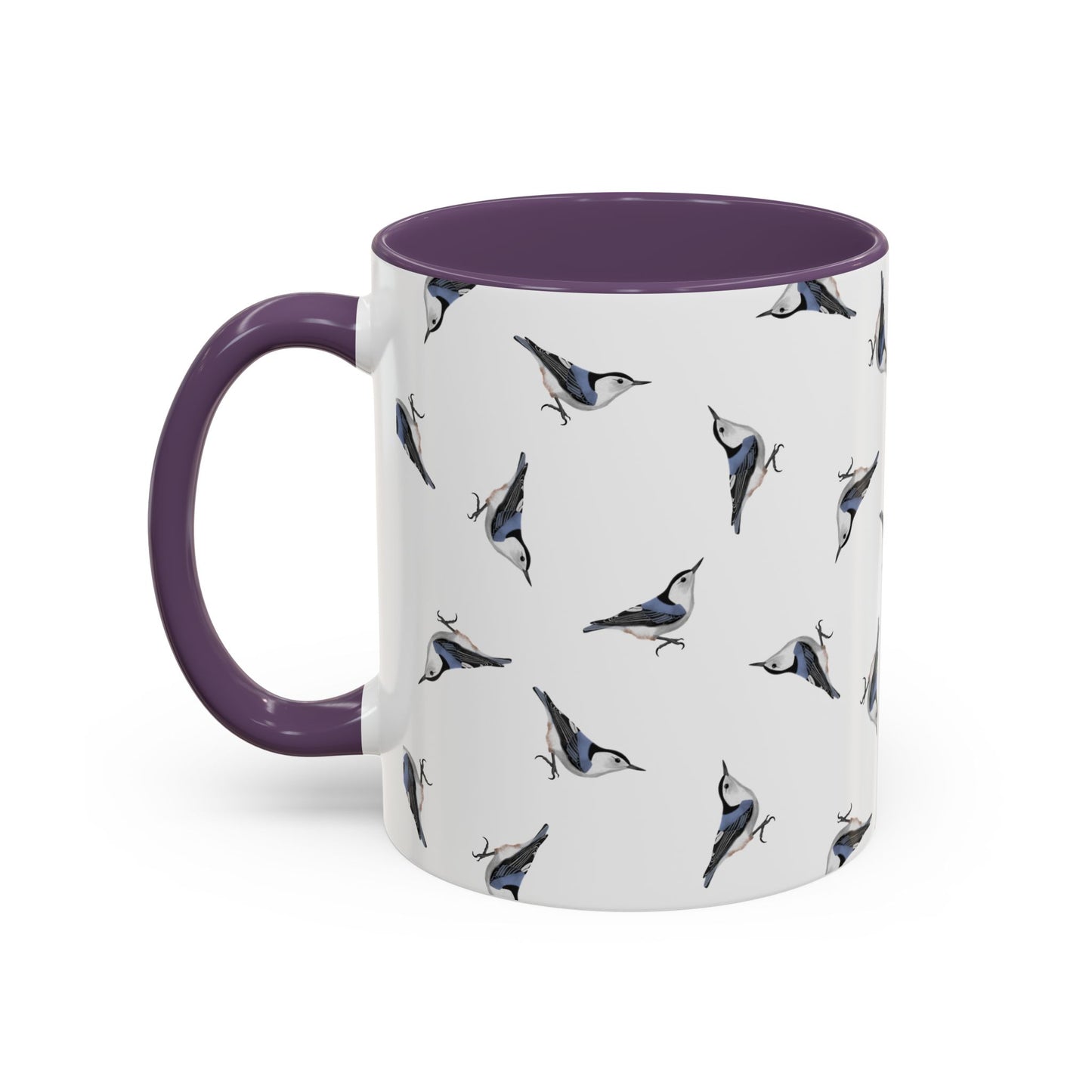 Nuthatch All-Over Pattern Accent Mug | Colorful Bird Lover Gift for Birdwatchers