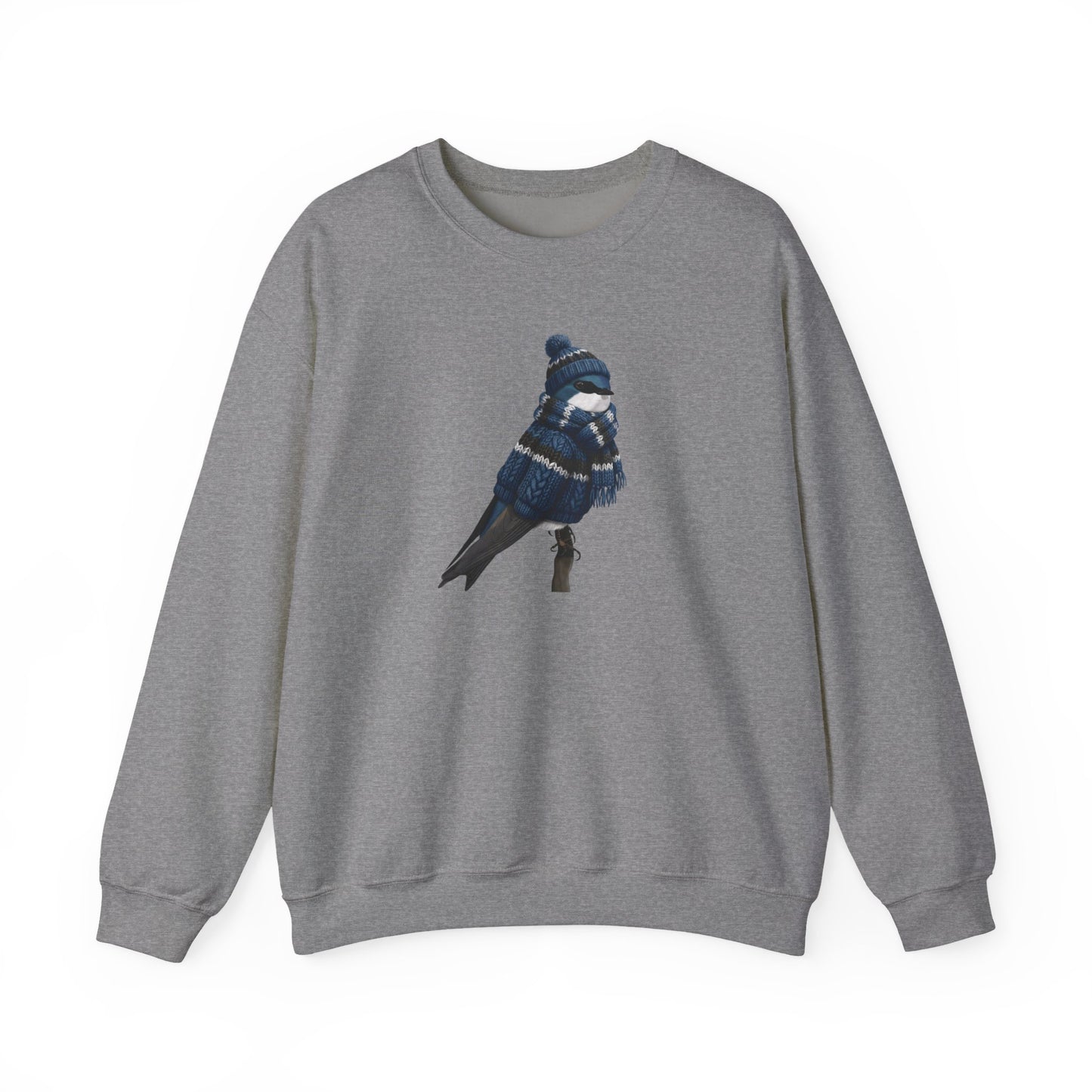 Tree Swallow Winter Sweatshirt | Bird Watcher Crewneck | Unisex Songbirds Wearing Knit Gift for Bird Lovers