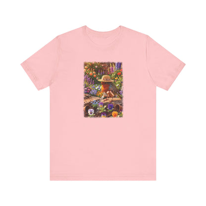 Robin Rosi Watering Flowers T-Shirt for Bird Lovers