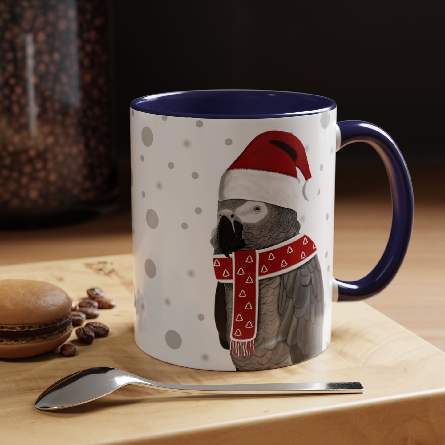 Grey Parrot Christmas Bird Coffee Mug