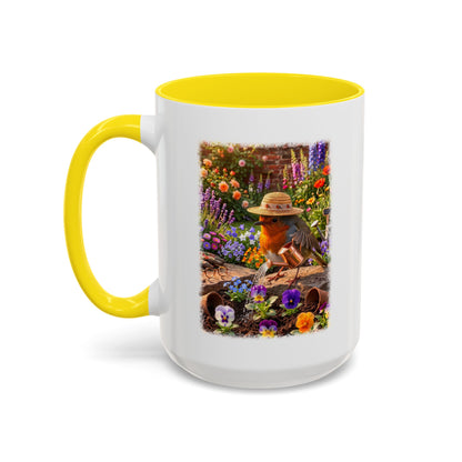 Robin Rosi Watering Flowers Mug for Bird Lovers