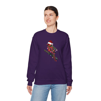 Cardinal with Fairy Lights Santa Claus Christmas Bird Sweatshirt