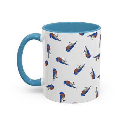 Bluebird All-Over Pattern Accent Mug | Colorful Bird Lover Gift for Birdwatchers