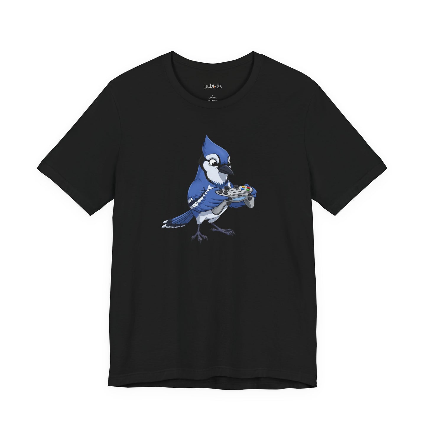 Blue Jay Playing Video Games Funny Gamer and Bird Lover T-Shirt
