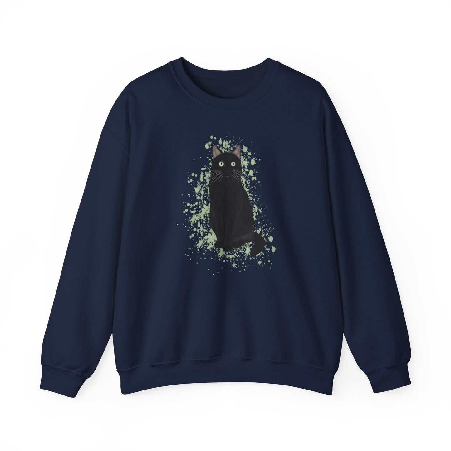 Black Cat with Green Dots Cat Lover Sweatshirt