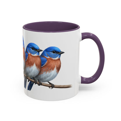 枝に止まる青い鳥を描いた陶器製バードコーヒーマグ – バードウォッチャーへのカスタムギフト