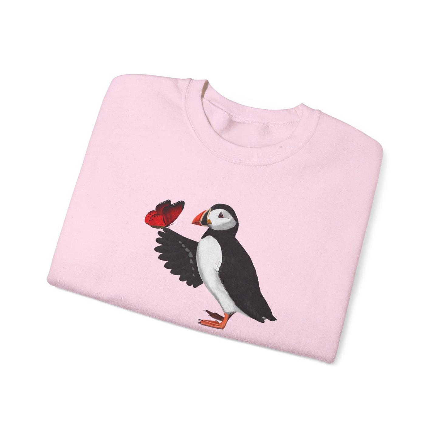 Puffin with Butterfly Bird Birding & Birdwatching Sweatshirt