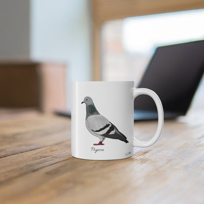 Pigeon Bird Ceramic Mug Birdwatcher White