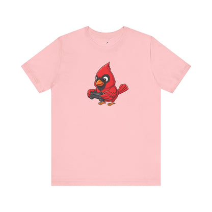Cardinal Playing Video Games Funny Gamer and Bird Lover T-Shirt