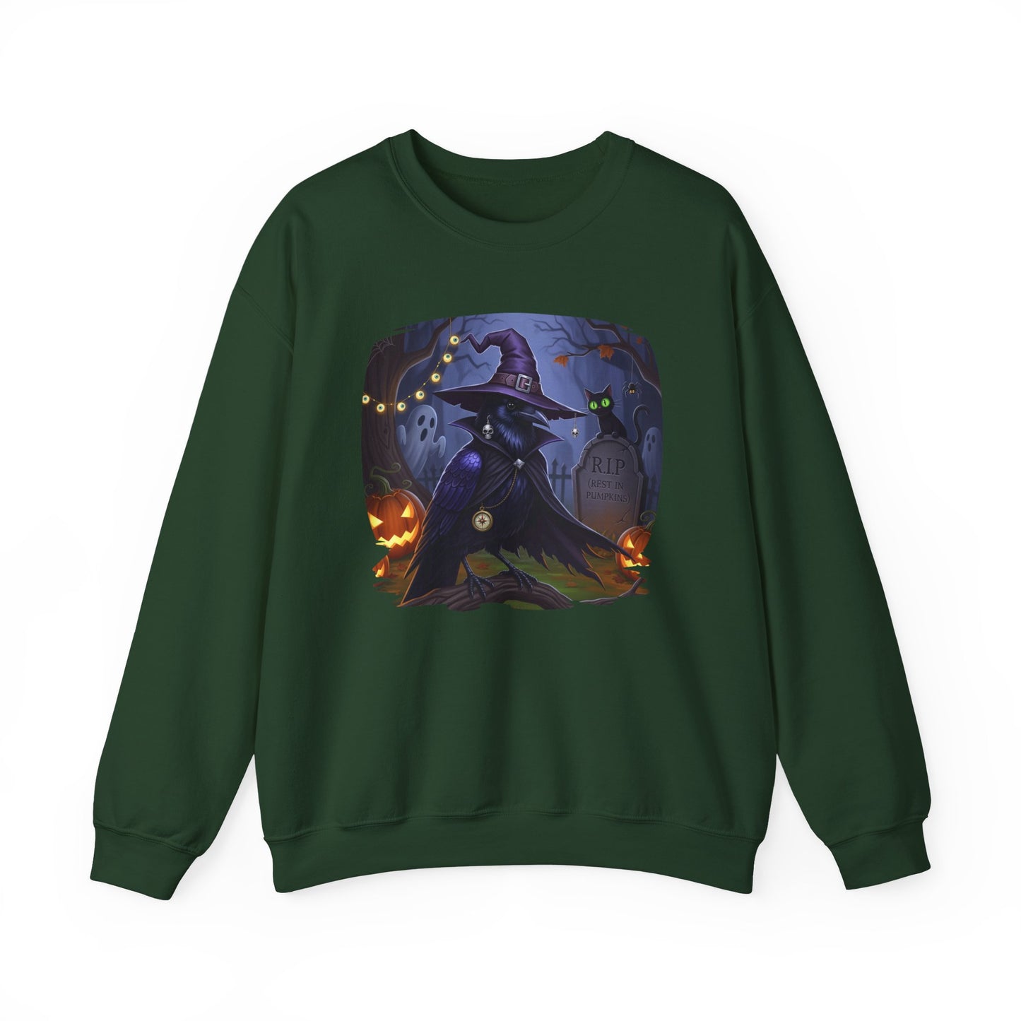 Black Crow Halloween Bird Sweatshirt - Spooky Halloween Costume for Bird Lovers