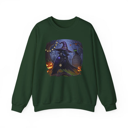 Black Crow Halloween Bird Sweatshirt - Spooky Halloween Costume for Bird Lovers