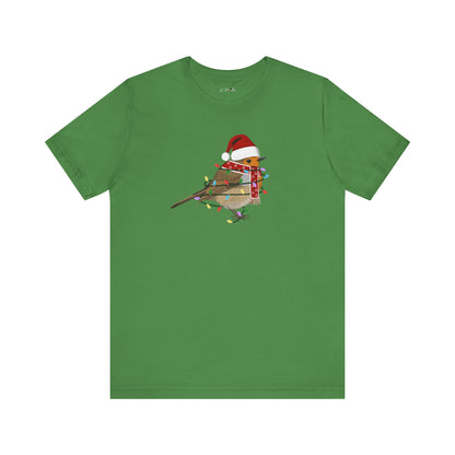 European Robin with Fairy Lights Christmas Bird T-Shirt