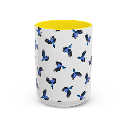Blue Jay All-Over Pattern Accent Mug | Colorful Bird Lover Gift for Birdwatchers