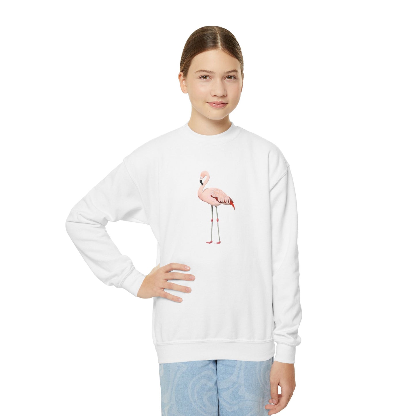 Flamingo Bird Birdwatching Youth Crewneck Sweatshirt