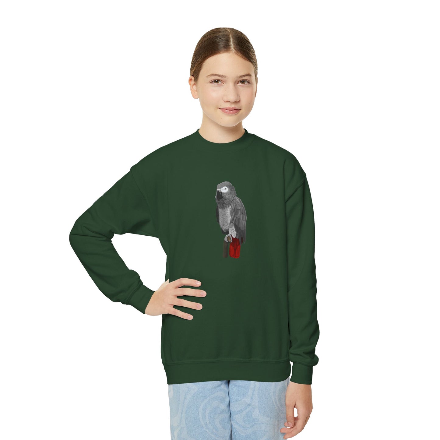 Grey Parrot Bird Birdwatching Youth Crewneck Sweatshirt