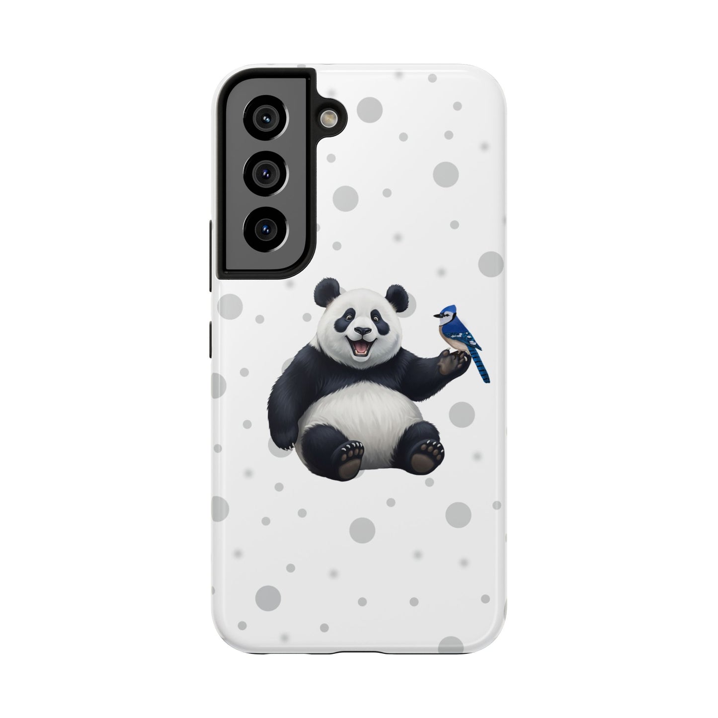 Cute Panda Bear with a Blue Jay Animal iPhone Case - Dual-Layer PC/TPU Protective Cover for iPhone
