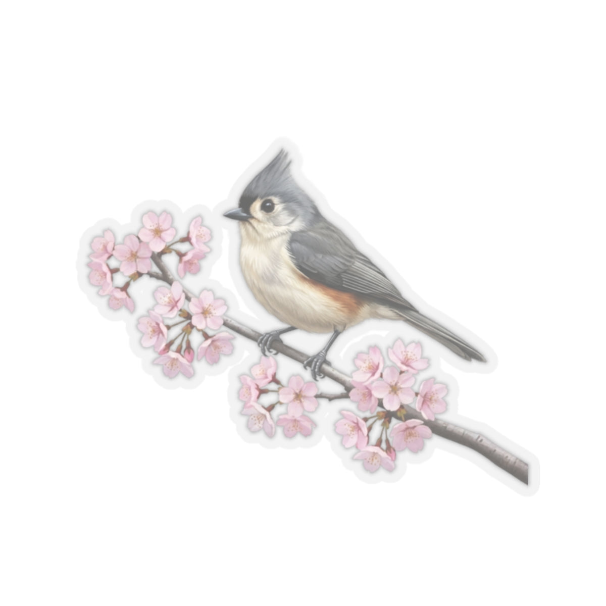 Tufted Titmouse Stickers – bird sticker, cherry blossoms