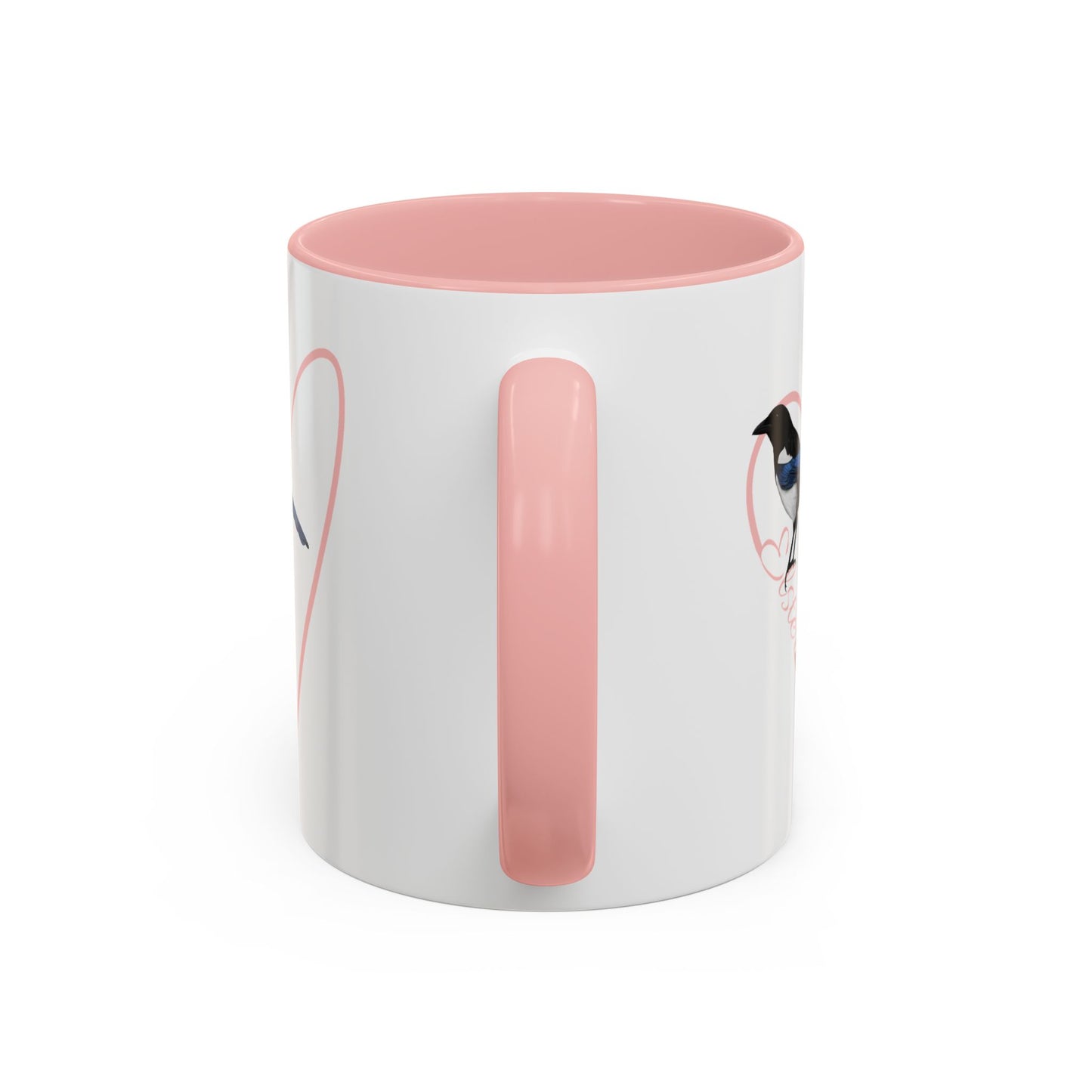 Elster mit Herz Singvogel Vogel Tasse Weiß Rosa