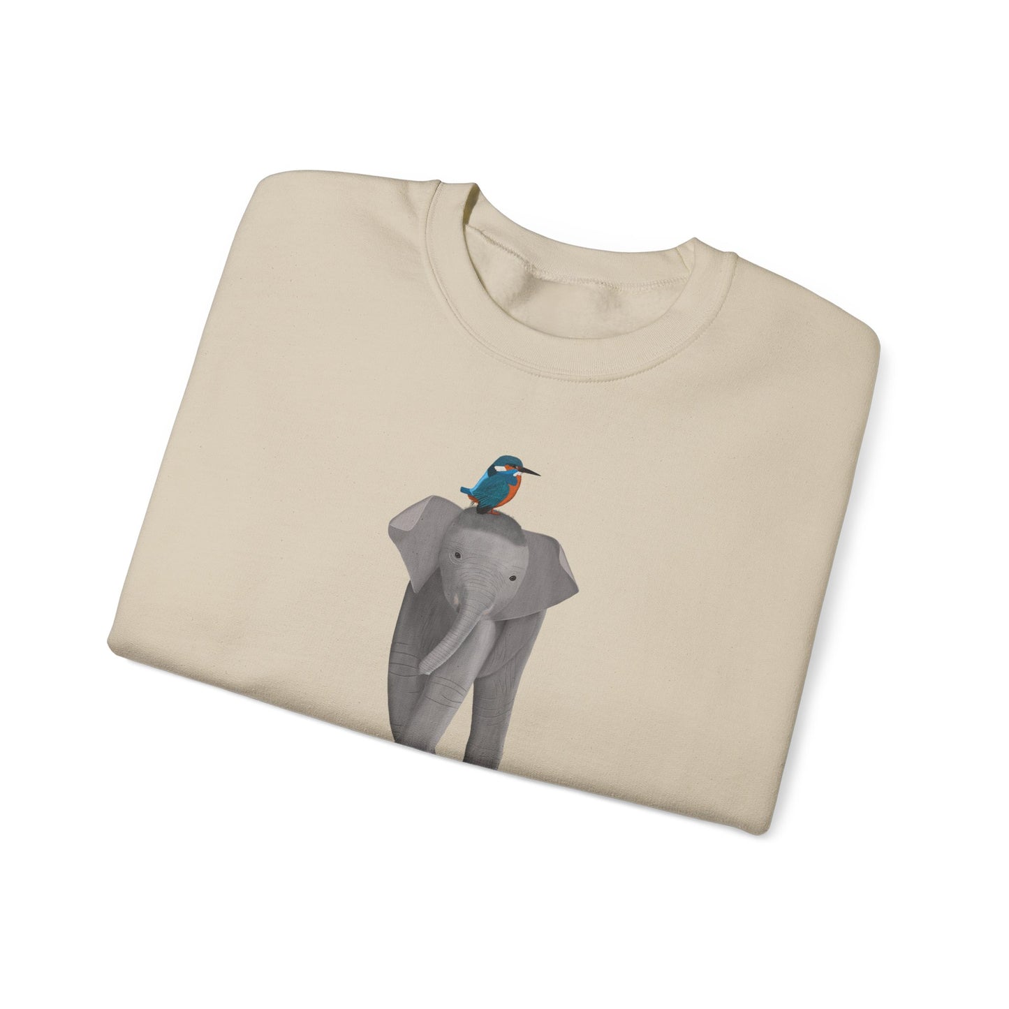 Elephant with Kingfisher Bird Birding & Birdwatching Sweatshirt