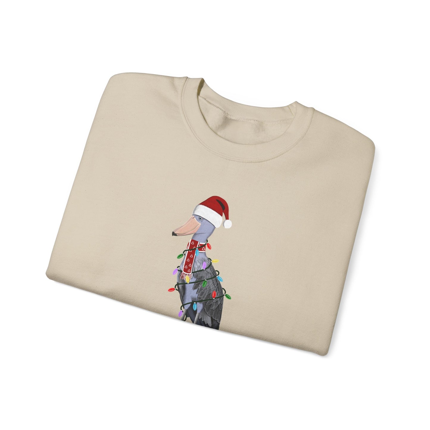 Shoebill with Fairy Lights Santa Claus Christmas Bird Sweatshirt